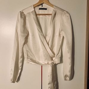 A&F Silk Cropped Wrap Top